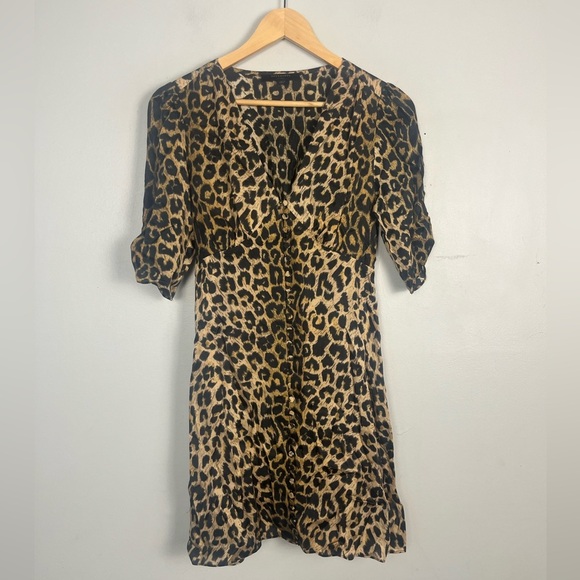 All saints kota leppo animal print dress Small viscose mini - Picture 2 of 7